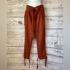 Womens Casual High Waist Pencil Pants with Bow-Knot Pockets